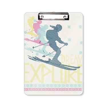 Imagem de Esqui colorido de inverno ilustração prancheta pasta, bloco de anotação, placa de apoio A4