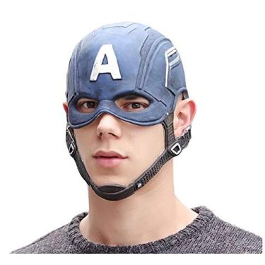Imagem de Máscara de super-herói Capitão América cosplay Vingadores máscara de látex para fantasia de Halloween adulto azul