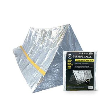 Imagem de SharpSurvival Barraca Shack Emergency Survival Shelter – Barraca de tubo Mylar para 2 pessoas – Leve 2,5 x 1,5 m, abrigo impermeável para todos os climas, preserva o calor – Tendas refletivas para