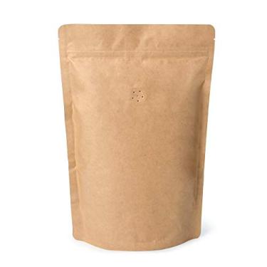 Imagem de Sacos de café com zíper de suporte de papel Kraft 50 g / 500 g com válvula, Marrom, 500g / 16oz / 1lb, 50