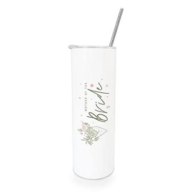 Imagem de The Cotton & Canvas Co. Copo de casamento de aço inoxidável isolado floral Mother of the Bride com canudo de metal, caixa de proposta para festa de casamento, presente para mãe da noiva (590 ml)