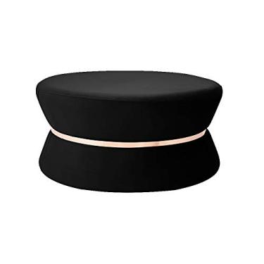 Imagem de Puff Decorativo Sala de Estar 95cm Dhaka Veludo Preto - Gran Belo