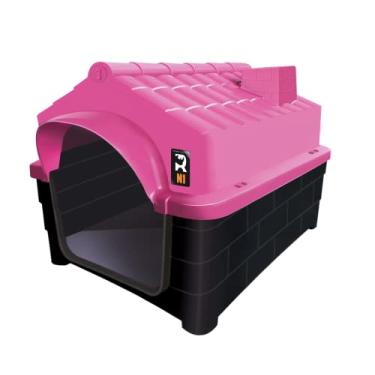 Imagem de Casa Casinha Cachorro Plástica N1 Pequena + Comedouro Cor:rosa