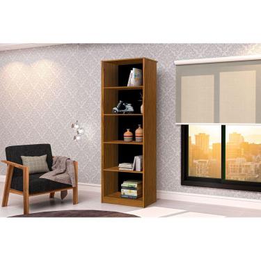 Imagem de Armário Organizador Livreiro 4 Prateleiras Office Escritório Freijó com Preto - Rede Móveis