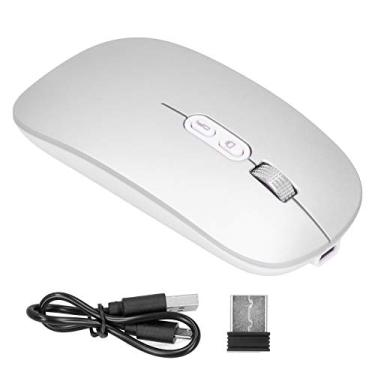 Imagem de Mouse Sem Fio, Mouse Bluetooth De 2,4 GHz, Mouse óptico Móvel, Mouse Sem Fio Portátil Com Receptor USB Para Laptop, Computador De Mesa, Mouse(Prata)