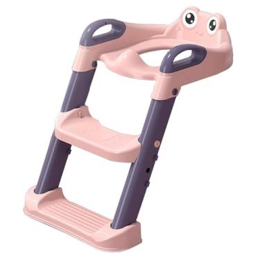 Imagem de TOPAMIX Troninho Redutor de Assento Sanitário Infantil Com Escada de Treinamento Modelo Escadinha Feliz Menina Bebê Rosa