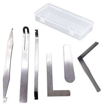 Imagem de Jiayouy Kit de manutenção de instrumentos de sopro de madeira, 6 peças, capa de chave de aço inoxidável, conjunto de ferramentas de aparar gancho de mola para saxofone clarinete oboé flauta piccolo