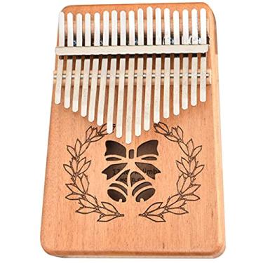 Imagem de Piano de dedo Kalimba de 17 teclas Mbira Marimbas amante de música iniciante piano de polegar com kit de aprendizagem e martelo de afinação pandeireta, instrumento de percussão de mogno 18 cm x 13