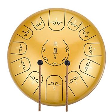 Imagem de Tambor de língua de aço 12 polegadas 13 notas tambor panela percussão instrumento de tambor de aço tambor handpan, tambor etéreo com bolsa de viagem, livro, marretas, palhetas de dedo (30 cm x 30 cm)