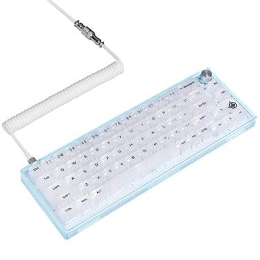 Imagem de MAGIC-REFINER MK31 Teclado mecânico para jogos 60% com fio com 66 teclas transparentes e compactas Chroma RGB retroiluminado, cabo C para A enrolado, botão ergonômico de mídia linear para PC/Mac