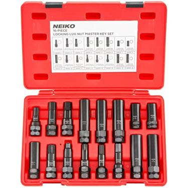 Imagem de Neiko 02457A Conjunto de chaves de porca cilíndrica, kit de ferramentas de remoção de trava de roda para chaves de pneu de reposição e de fábrica, soquetes SAE e métricos, 16 peças