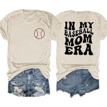 Imagem de Camiseta para mamãe feminina Mom Life Graphic Tees Casual Cute Mother's Day Tops for Mommy, Marfim, GG