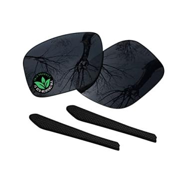 Imagem de Raydi Lentes de reposição de policarbonato e meias auriculares para óculos de sol quadrados Oakley Jupiter Squared OO9135 - preto sólido - polarizado