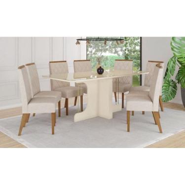 Imagem de Mesa de Jantar Mavi 200 C. Vidro 8 Cad. Nina Linho - Henn