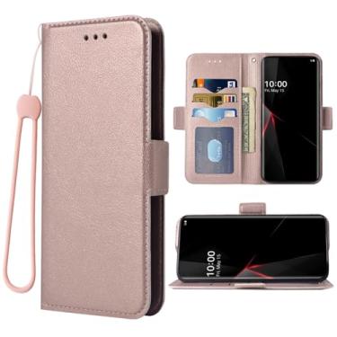 Imagem de Dswteny Compatível com LG Velvet 5G/LGVelvet Verizon G5 UW T-Mobile 2020 Capa carteira com alça de pulso e suporte de cartão flip de couro para celular LM G900UM 4G Tmobile ouro rosa
