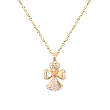 Imagem de Colar com pingente de ouro, colar de bússola com leme de flor para mulheres e meninas, trevo de quatro folhas, estrela de Saturno, lua, corrente banhada a ouro, colares delicados, joias modernas, embalagem de casamento, aniversário, presente para ela, Zinco, Sem Pedra Preciosa