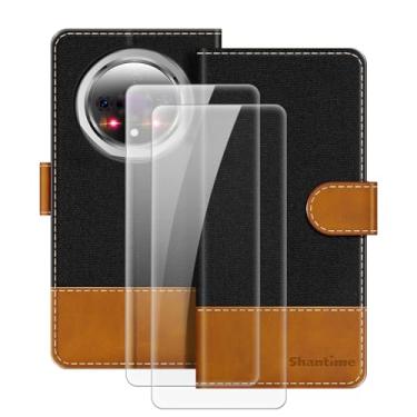 Imagem de MILEGOO Capa de couro para BDV A9 Pro capa magnética para celular com carteira e compartimento para cartão + [2 unidades] protetor de tela de vidro temperado para BDV A9 Pro (16,7 cm) preto