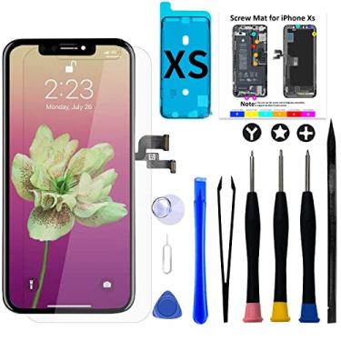 Imagem de Brinonac Kit de substituição de tela para iPhone Xs, tela LCD Full HD Retina de 5,8 polegadas, conjunto de montagem de digitalizador de tela sensível ao toque COF com ferramentas de reparo, adesivo à
