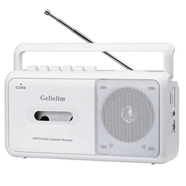 Imagem de Gelielim Leitor de cassete portátil, leitor de fita cassete AM/FM, gravador casette com conector de fone de ouvido, cassete operado por bateria ou alimentado por CA