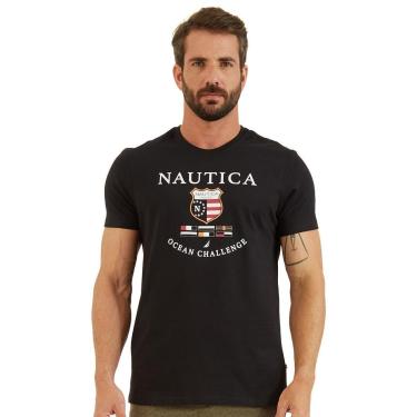Imagem de Camiseta Nautica Masculina Badge Ocean Challenge Preta-Masculino