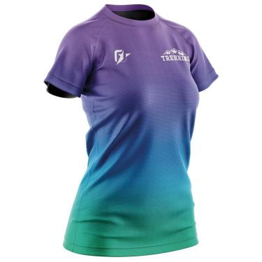 Imagem de Camiseta Baby Look Feminina Trekking Gradiente Tie Dye Uva Ciano-Feminino