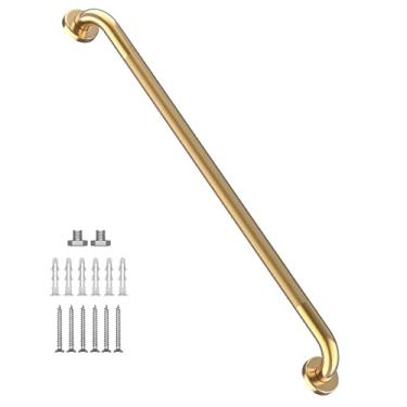 Imagem de Suporte de chuveiro antiderrapante de 91 cm dourado, barra de apoio para banheiro Munzong com barra de equilíbrio serrilhada, suporte de trilho de mão de segurança para deficientes idosos lesão sênior alça de banho