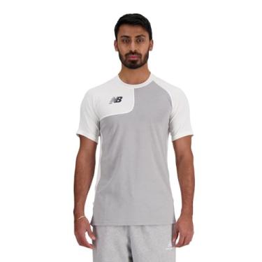 Imagem de New Balance Camisa de beisebol masculina Ss Asym, Branco, M