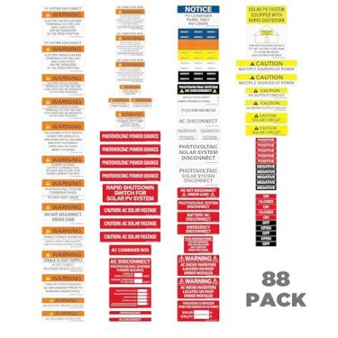 Imagem de Kit de etiquetas de microinversor para instalação de sistema solar fotovoltaico, adesivos solares resistentes Joyfulmap UV, etiquetas de segurança de painel elétrico, pacote de aviso de segurança