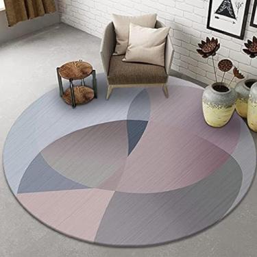 Imagem de Tapete redondo para sala de estar, quarto, capa, 80cm 100cm 120cm 140cm 160cm 180cm 200cm Tapetes circulares estilo nórdico Tapetes internos laváveis ​​e antiderrapantes, diâmetro 100cm / 3,
