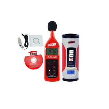 Imagem de Kit Sonômetro Digital 30 A 130Db Leq Dec-500 Calibrador Acústico Ruído Software Cabo Windows Certificado Calibração