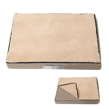 Imagem de Cama para cachorro média à prova d'água, cama ortopédica para cachorro com suporte de espuma para caixa de ovo e fundo antiderrapante, tapete lavável, cama para cachorro(Khaki,39x29")