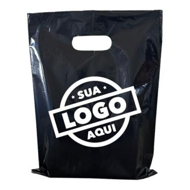 Imagem de Sacolas Plásticas Personalizadas, 500 Unidades, 30x40 cm, Preto ou Branco, Personalização em 1 Cor (Preto)