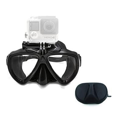 Imagem de PATALACHI Conjunto de Snorkeling Câmeras de Ação de Silicone de Vidro de Mergulho Máscara de Scuba Parte Superior Seca, Vidro Temperado Máscara Panorâmica de Liberação com Boca de Silicone para GoPro Hero 8/7/6/5, Eken, AKASO, Preto