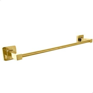 Imagem de Dona D Cor, Porta Toalha de Banho Dourado Brilhoso Toalheiro Reto 40cm Metal Barra Inox 304 Suporte De Parede Quadrado Para Banheiro Lavabo Luxo Gold