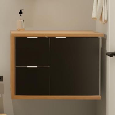 Imagem de Gabinete Toucador Para Banheiro Florença 66,6cm Sem Cuba Branco/Preto