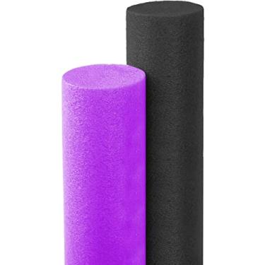 Imagem de The Dreidel Company Tubo de espuma flutuante de macarrão para piscina, macarrão grosso para flutuar na piscina, cores sortidas, 130 cm de comprimento (preto/roxo, pacote com 2)