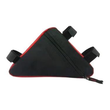 Imagem de UGPLM Bolsa de armazenamento para bicicleta triângulo bolsa sob o assento bolsa de selim alça no tubo superior bolsa frontal mochila de ciclismo para, Vermelho