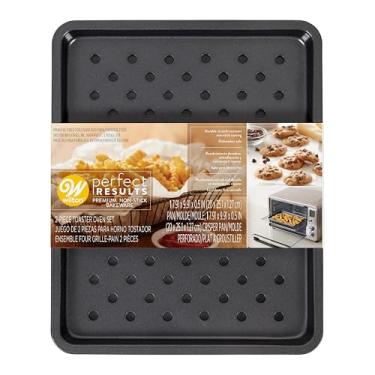 Imagem de Wilton Perfect Results Assadeira de Forno Torradeira e Bandeja Crisper, Conjunto de 2 Peças para Assar, Preto, Aço