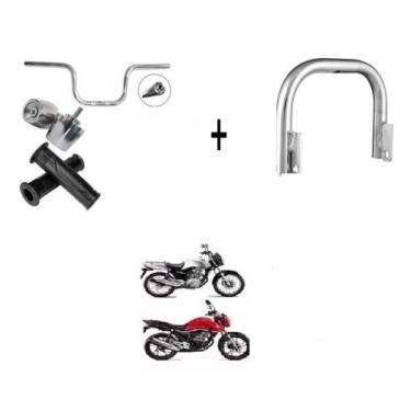 Imagem de Guidão Moto Cg Cargo 160 Cromado Manopla+ Pesinho + Barra - MANINI