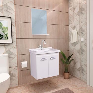 Imagem de Gabinete de Banheiro com Espelheira Kit Brasilia 45cm Branco