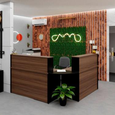 Imagem de Balcão Atendimento de Canto em L Recepção Consultório 140x60cm - Netmo