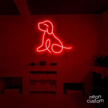 Imagem de luminaria letreiro Neon Led Dog Sentado 60x60 luminoso decoração p/ se
