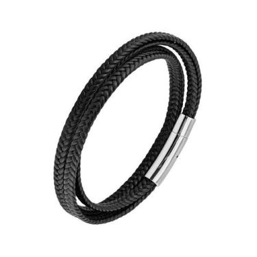 Imagem de Pulseira de Aço Duo Couro black 5mm - Convex