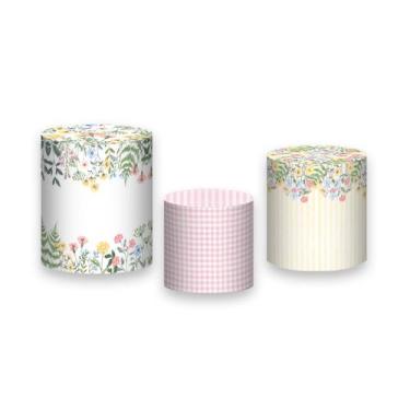 Imagem de Trio de Capas de Cilindro - Jardim de Flores Aquarela Suave 023 - Via 