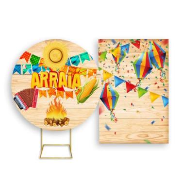 Imagem de Painel De Festa Redondo 1,50x1,50 + Painel Vertical 1,50x2,20 - Festa 