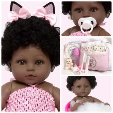 Imagem de Bebe Reborn Barata Menina Preta Coelhinha Vários Acessórios - Cegonha 