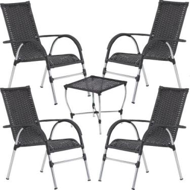 Imagem de Kit 4 Cadeiras Vênus e Mesa de Centro Garden em Alumínio Área Externa 