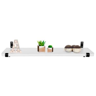 Imagem de Prateleira De Parede Madeira 60cm x 15cm Preta e Branca - F.A Marcenar