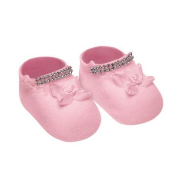 Imagem de Kit 2 Meias Sapatinho Bebê Recém Nascido Strass Selene 1003 - Génerico