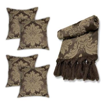 Imagem de Kit Manta Xale Grande Para Sofá E Cama Com 4 Capas de Almofada - MUMUD